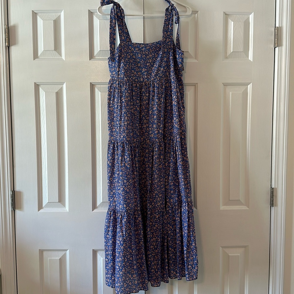 Madewell Blue Floral Midi Dress